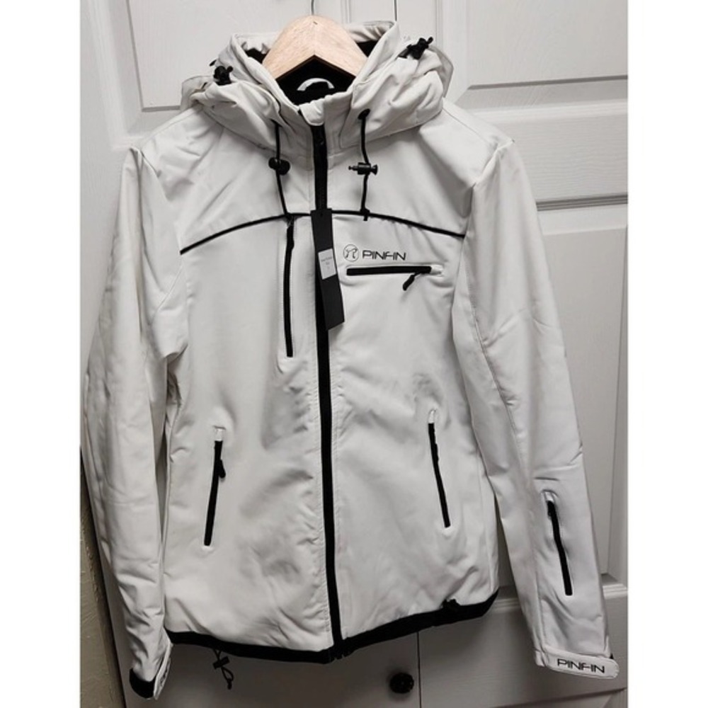 PinFin‎ White Windbreaker High Tech Jacket Women's Xl Fits Like A Large